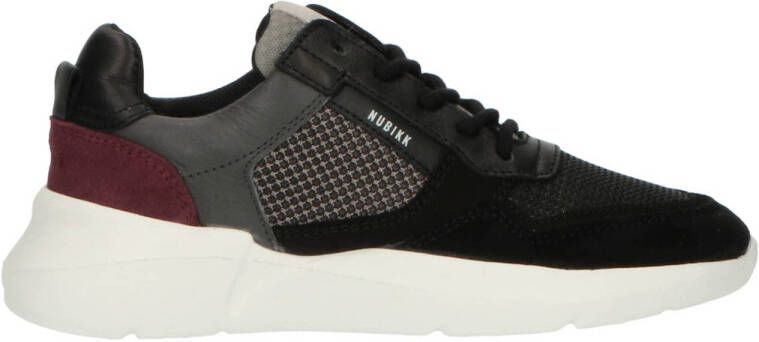 Nubikk sneakers zwart donkerrood Jongens Leer Meerkleurig 29