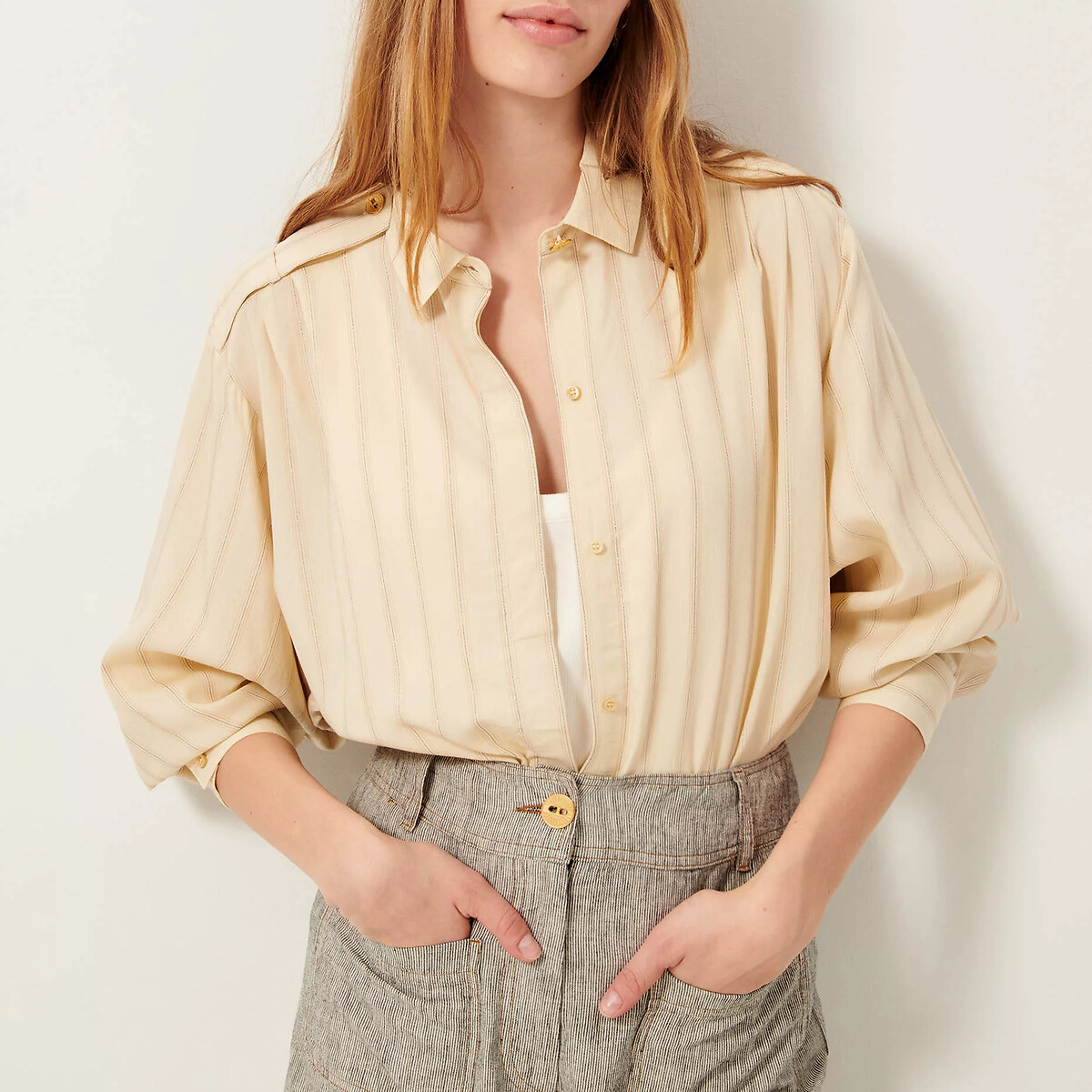 SESSUN<br>Camisa listrada solta com alças GINGER