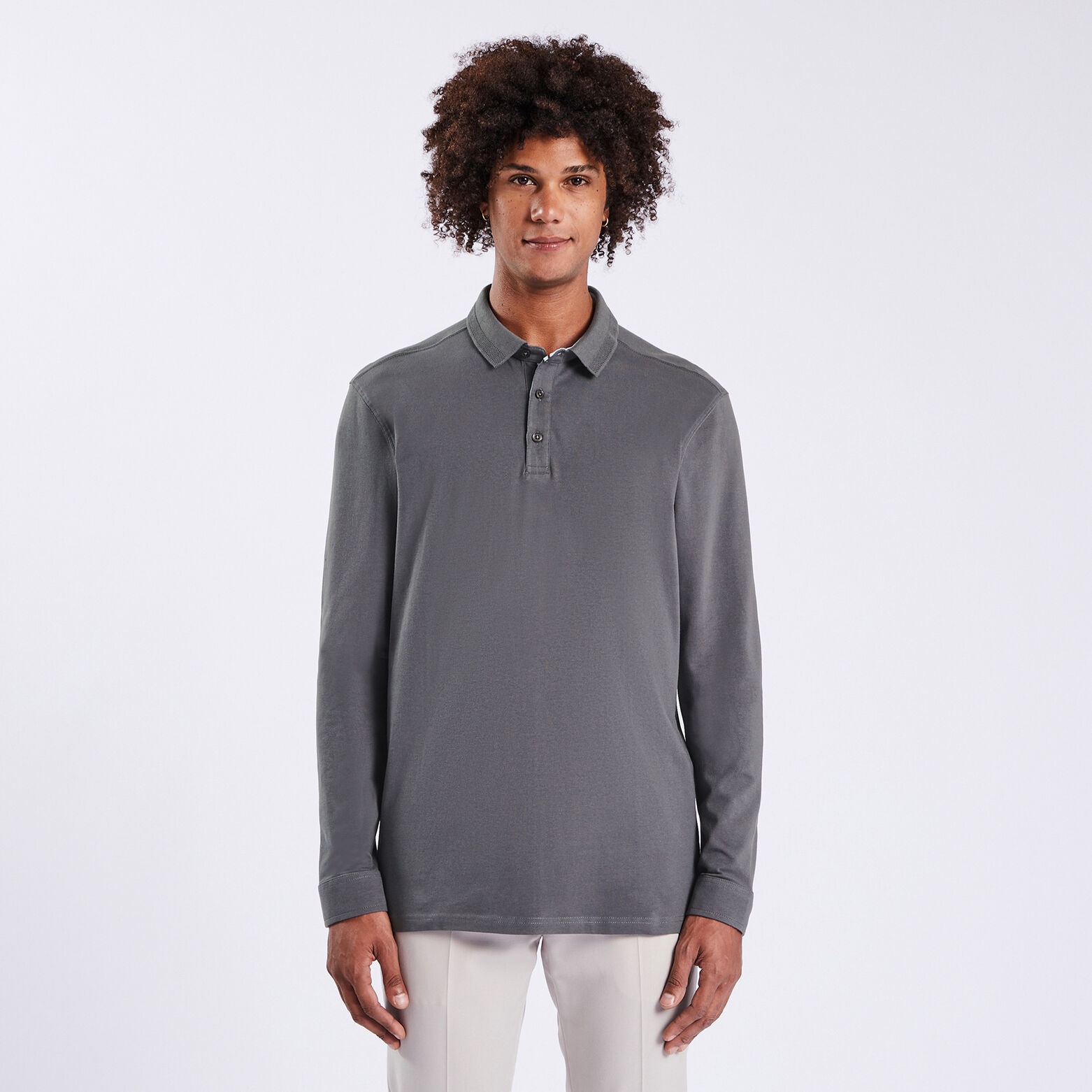 Polo à manches longues en jersey Gris foncé