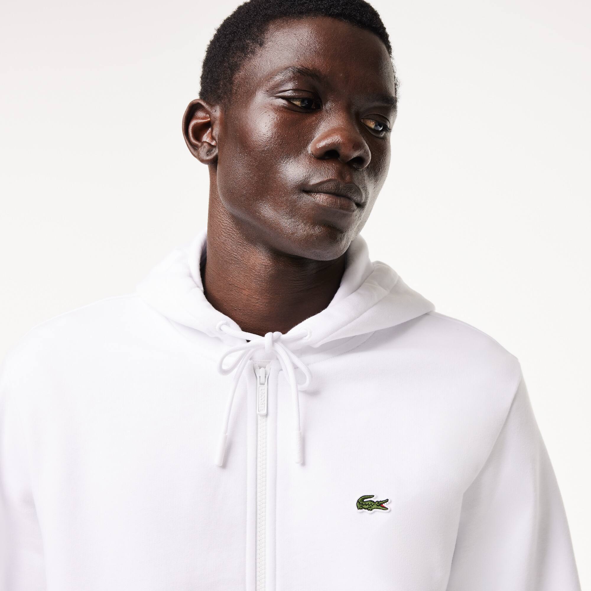 HERREN LACOSTE SWEAT-JACKE MIT KÄNGURUTASCHE AUS FLEECE Sweatshirts - Weiss - Lacoste - Herren