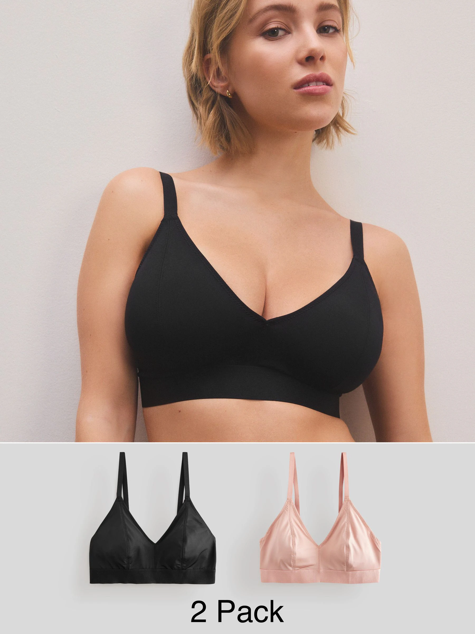 Zwart/huidskleurig - DD+ Ultimate Comfort Bralettes zonder beugel 2 verpakking