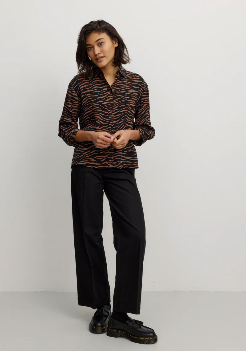 Recolution Bluse Cypress Zebra Cognac Brown