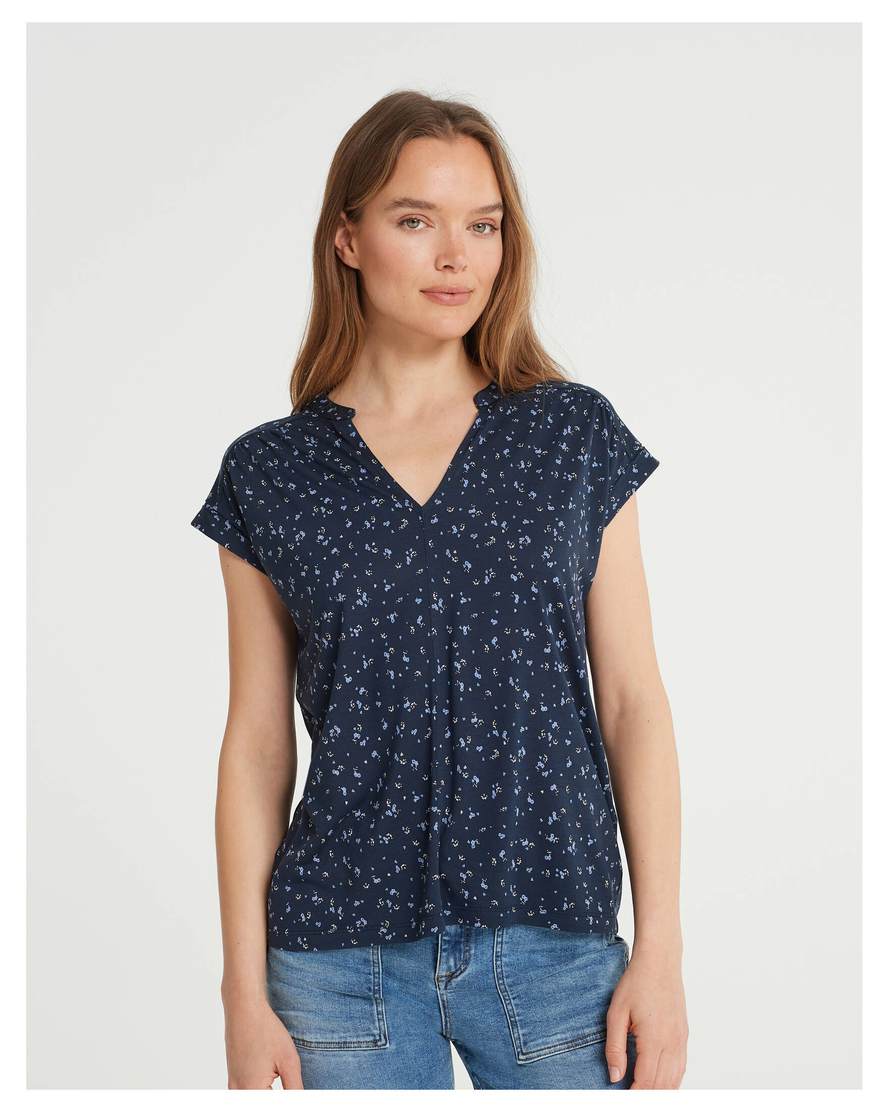Opus| Damen Shirt SANDI VINTAGE FLOWER Kurzarm