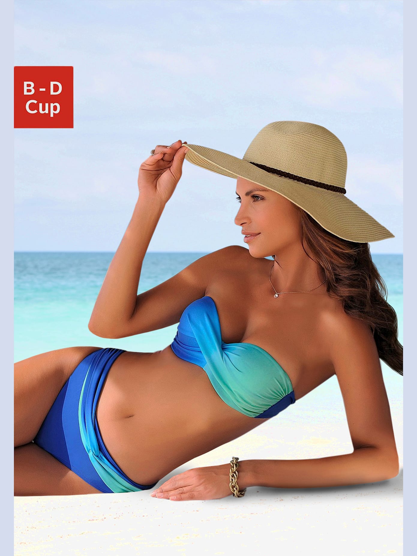 Maillot de bain bandeau à armatures dégradé de couleur tendance
