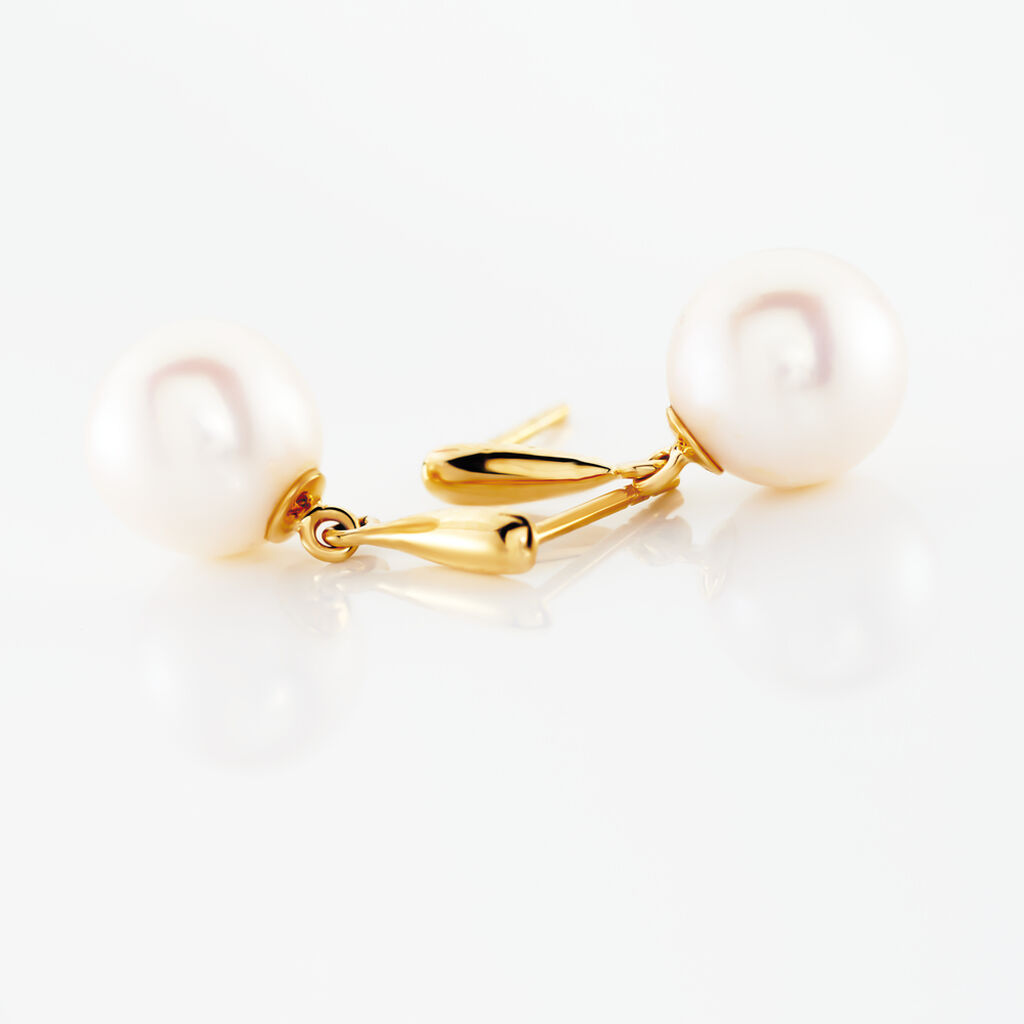 Boucles D'oreilles Pendantes Sibylle Or Jaune Perle De Culture