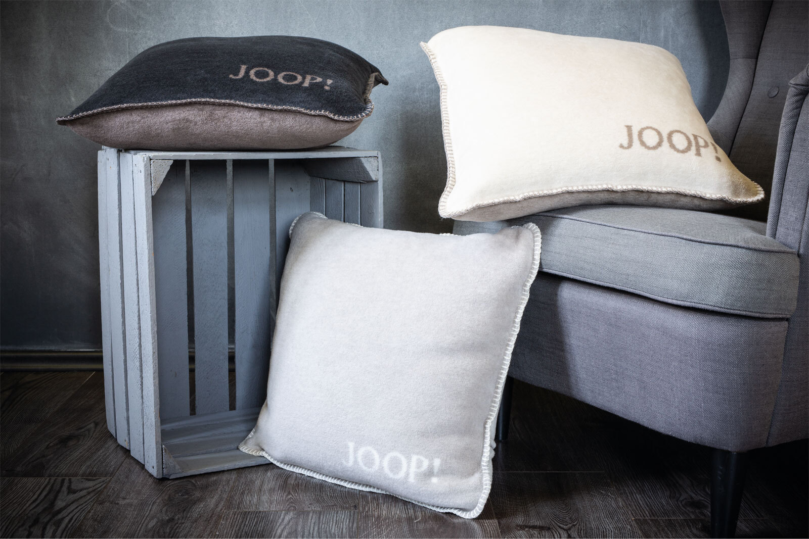 JOOP! Kissenhülle UNI DOUBLEFACE 50 x 50 cm grau