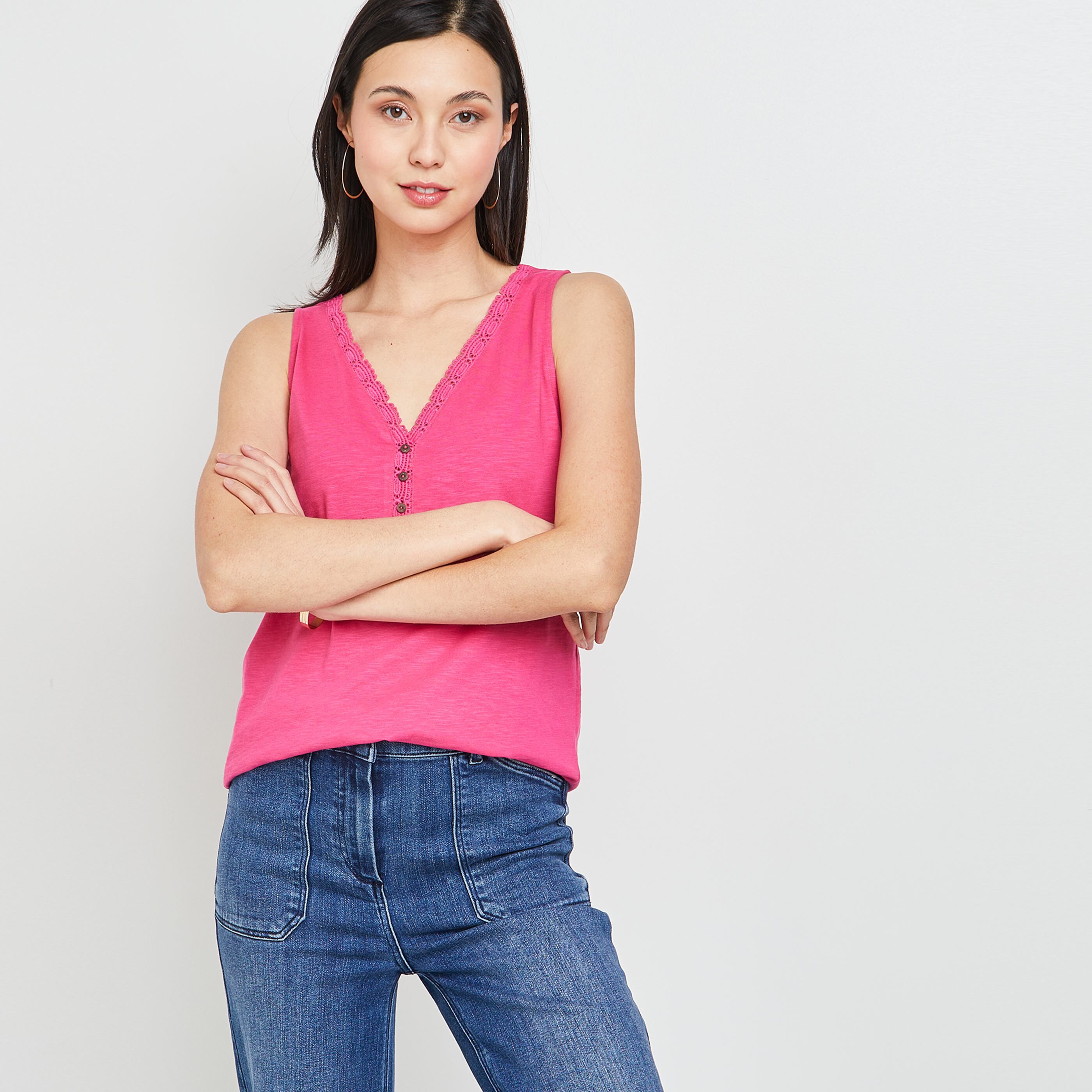 Débardeur uni femme - FUSHIA