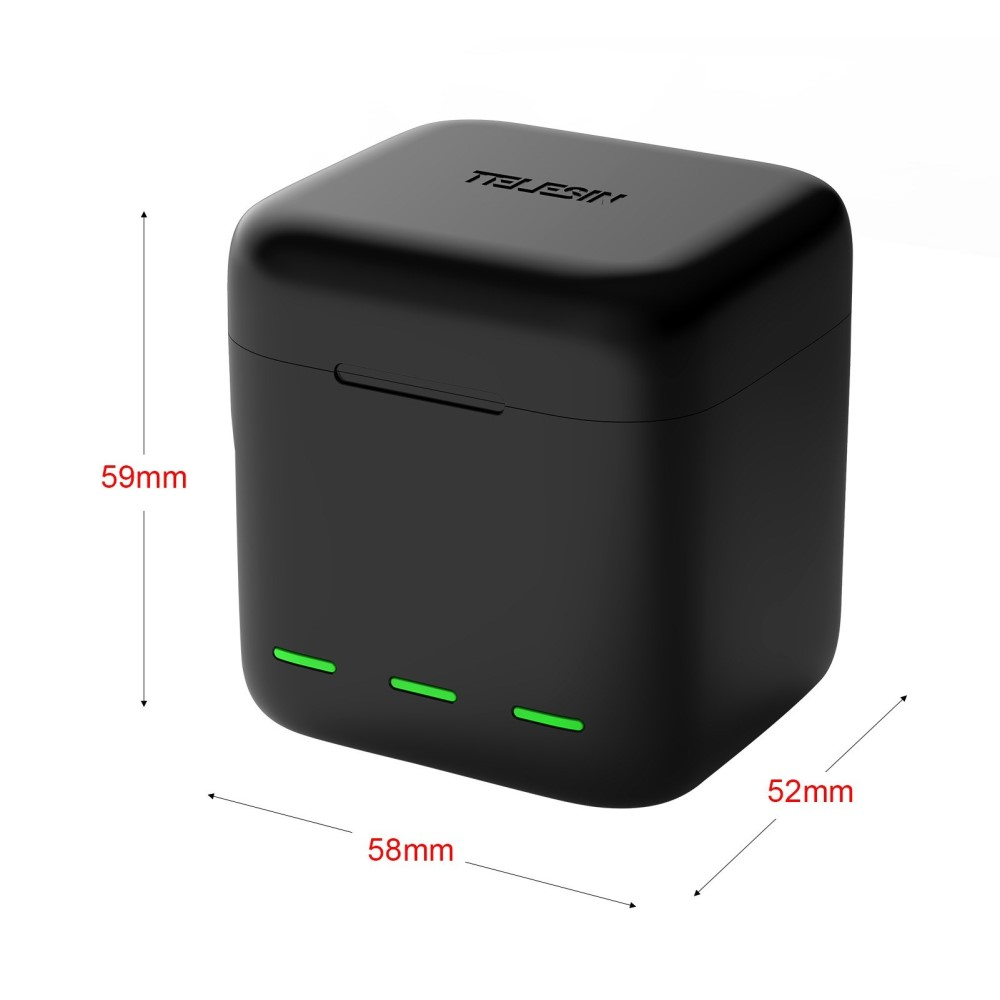 GoPro Hero 9 3-fach USB Akku Box Ladegerät   Micro SD Kartenfach - Schwarz