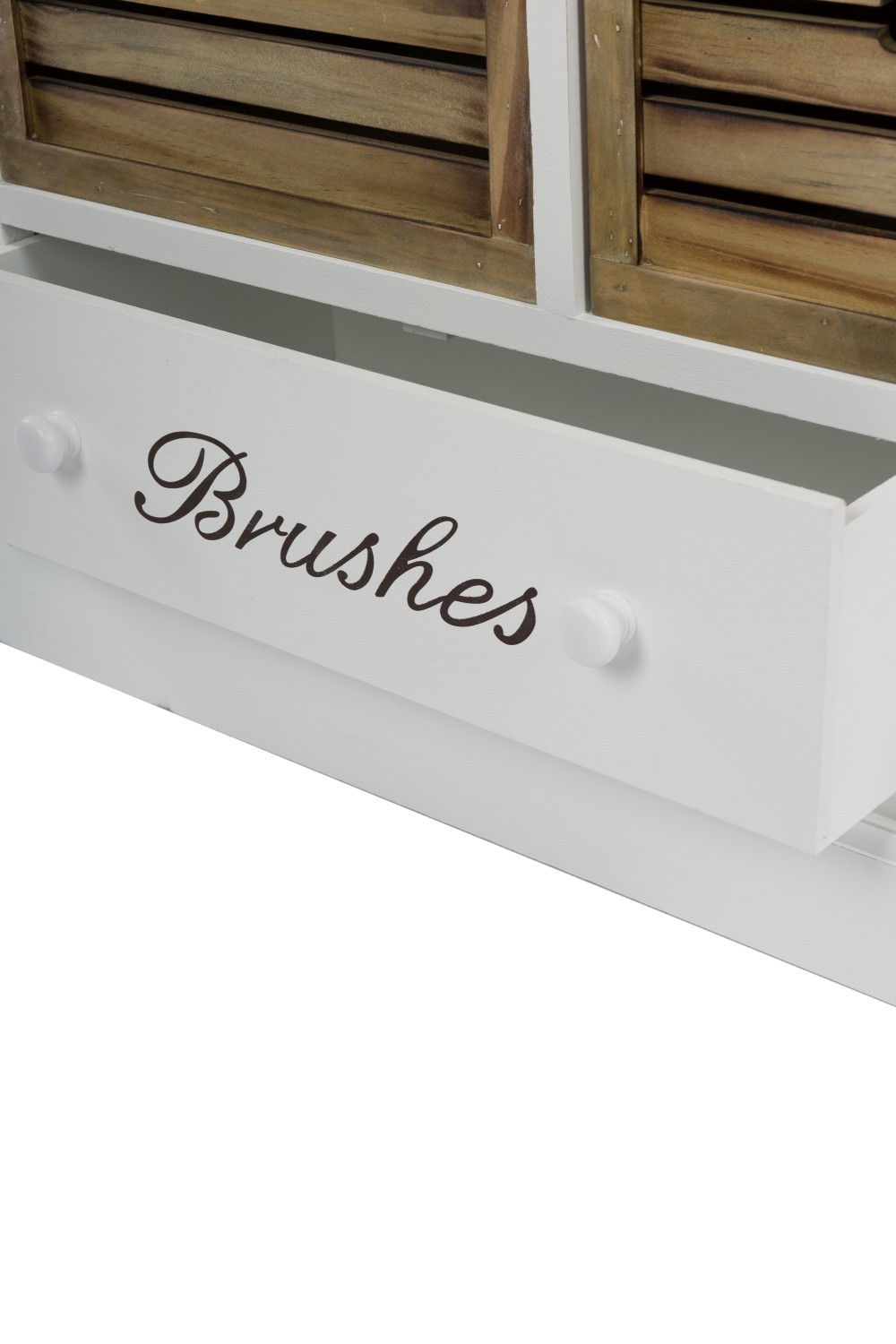 Schuhkommode - weiß antik-braun - 12 Körbe