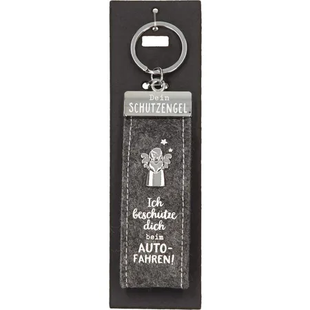 Depesche Schlüsselanhänger Schutzengel aus Filz - Ich beschütze dich beim Autofahren, grau