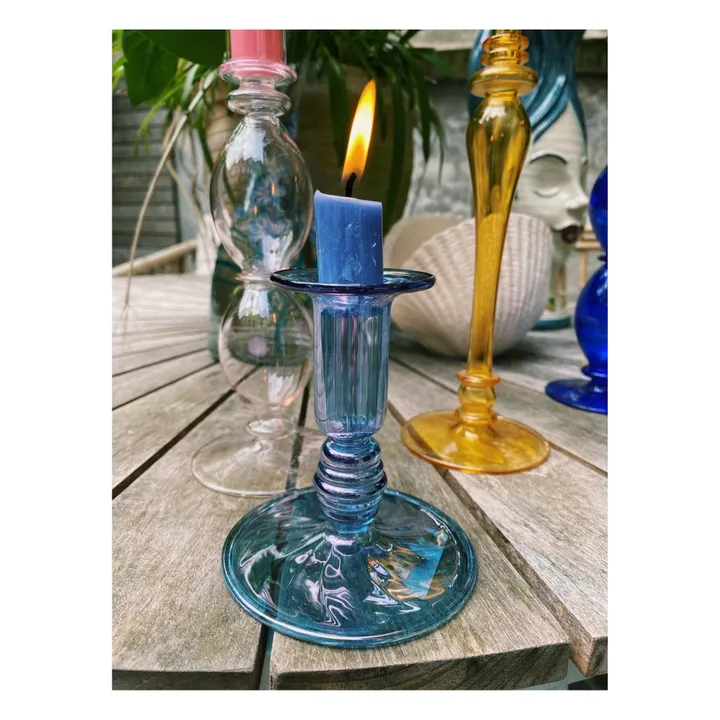 Anna + Nina Bougeoir Ocean en verre | Bleu
