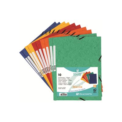 Exacompta Nature Future - 10 Chemises à 3 rabats - A4 - pour 250 feuilles - couleurs assorties