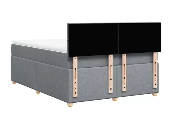 Sommier à lattes de lit avec matelas Gris clair 160x200cm Tissu