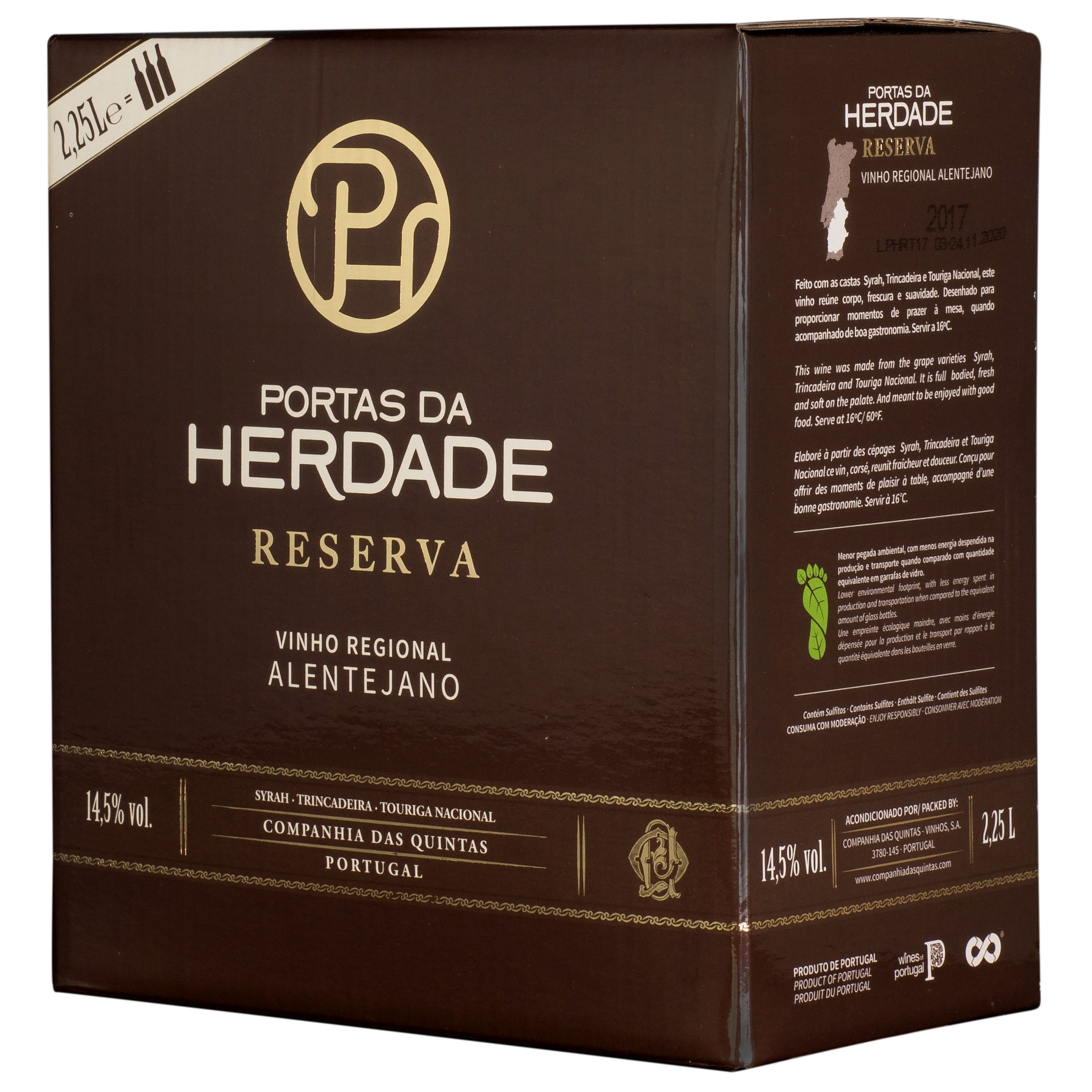 VINHO TINTO PORTAS DA HERDADE RESERVA ALENTEJO BAG IN BOX 2.25L