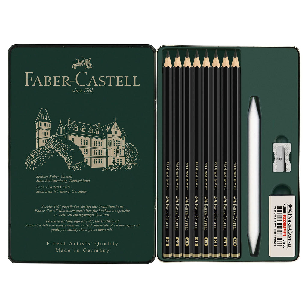 Lápis Grafite Pitt Matt Caixa Metal 11 unidades Faber Castell