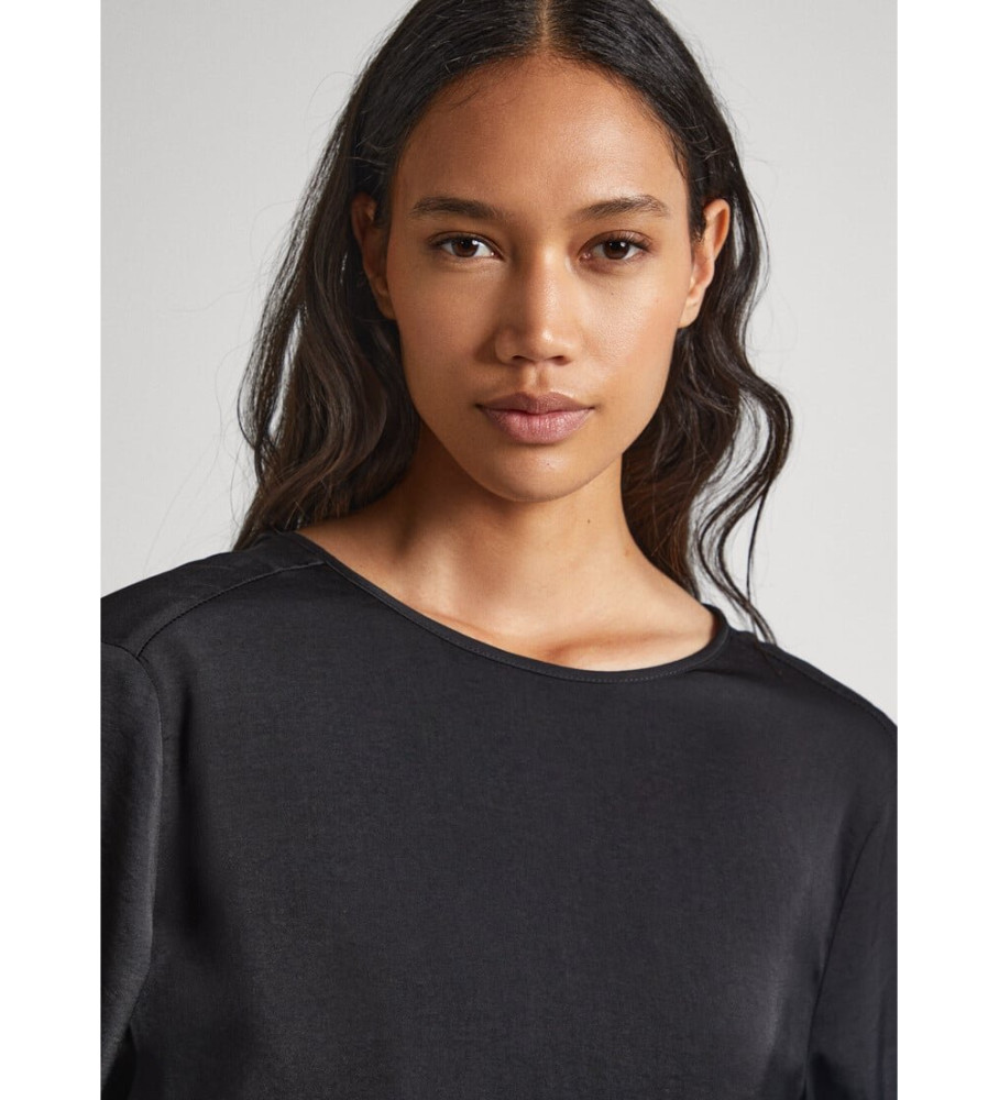 Blusa preta de cetim Katrina da Pepe Jeans