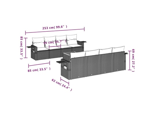 VIDAXL - Canapé Salon de jardin 9 pcs avec coussins noir résine tressée