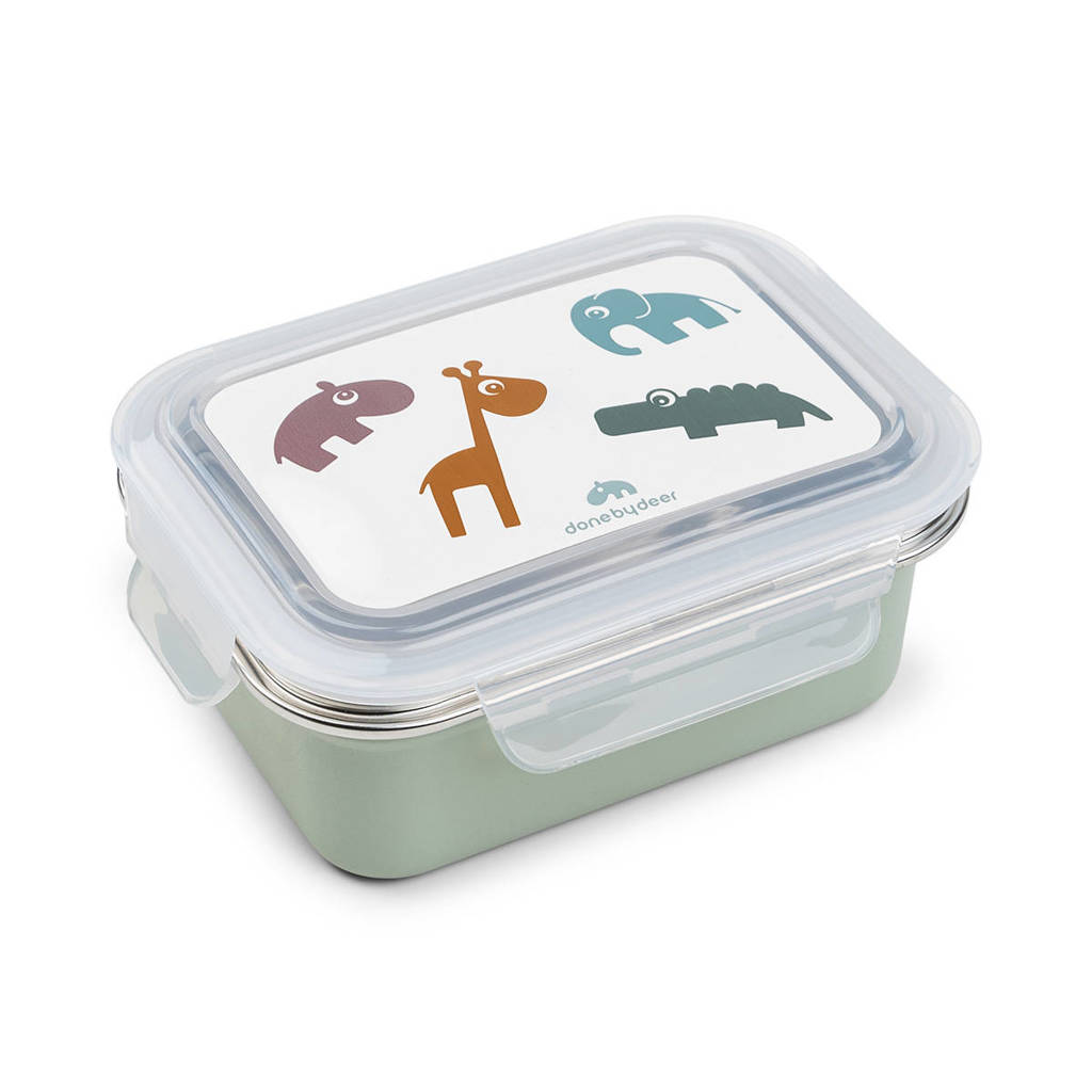 Metal lunch box Deer friends Green