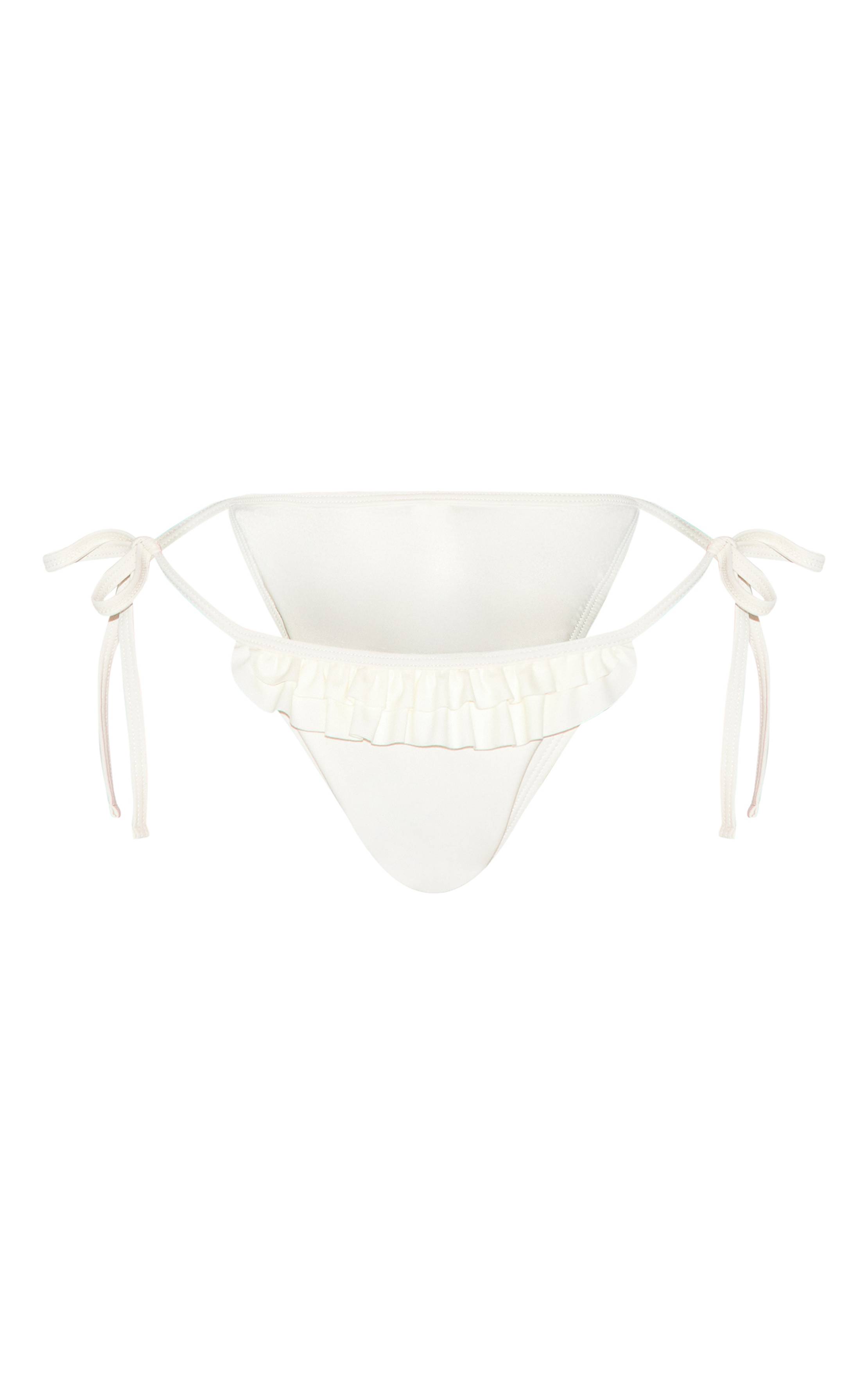 Crème Bas De Bikini Crème À Volants Et Liens Sur Les Côtés