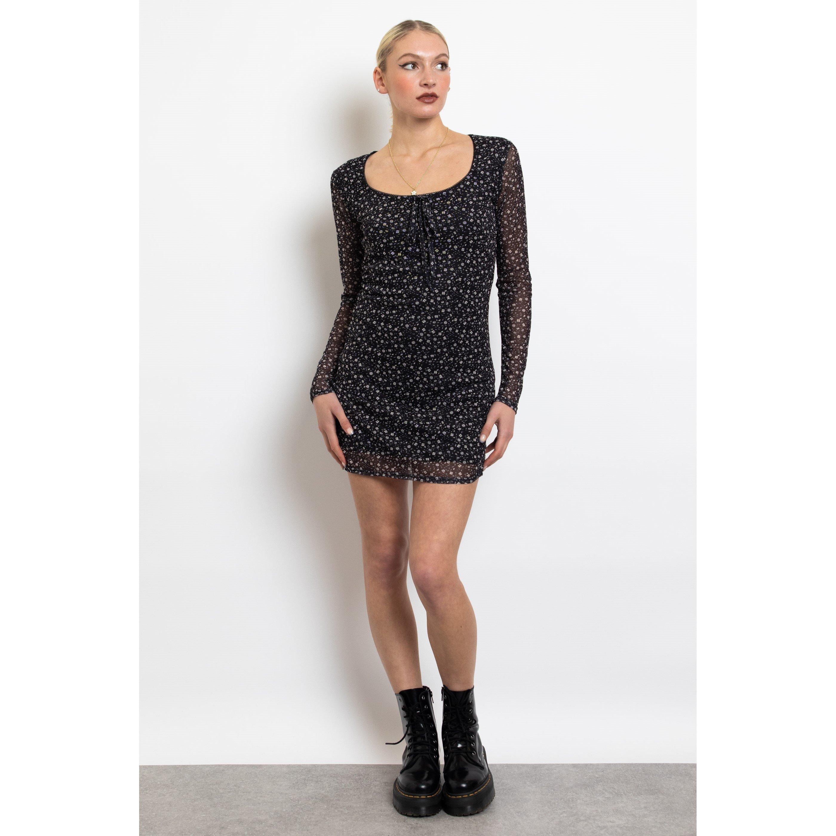 Daisy Street Mesh Long Sleeve Dress