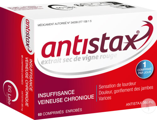 Antistax 360mg Insuffisance Veineuse Chronique Jambes Lourdes Vigne Rouge 60 Comprimés