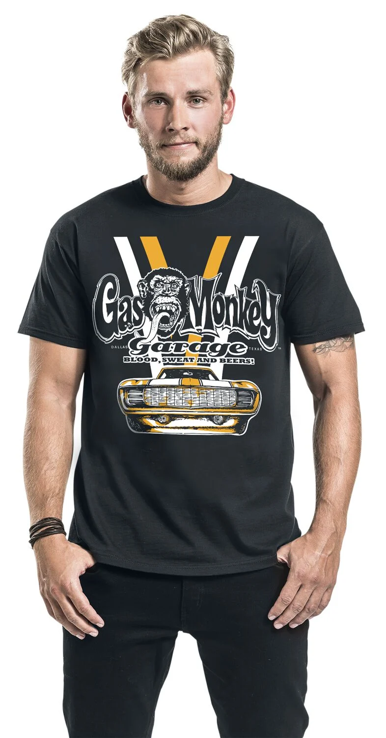 Voiture Blanche & Jaune | Gas Monkey Garage T-Shirt Manches courtes
