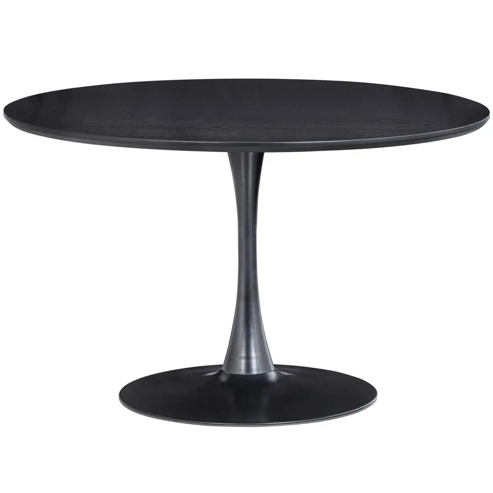 WOOOD Sammy Ronde Eettafel - MDF/staal - Zwart - 75x120x120