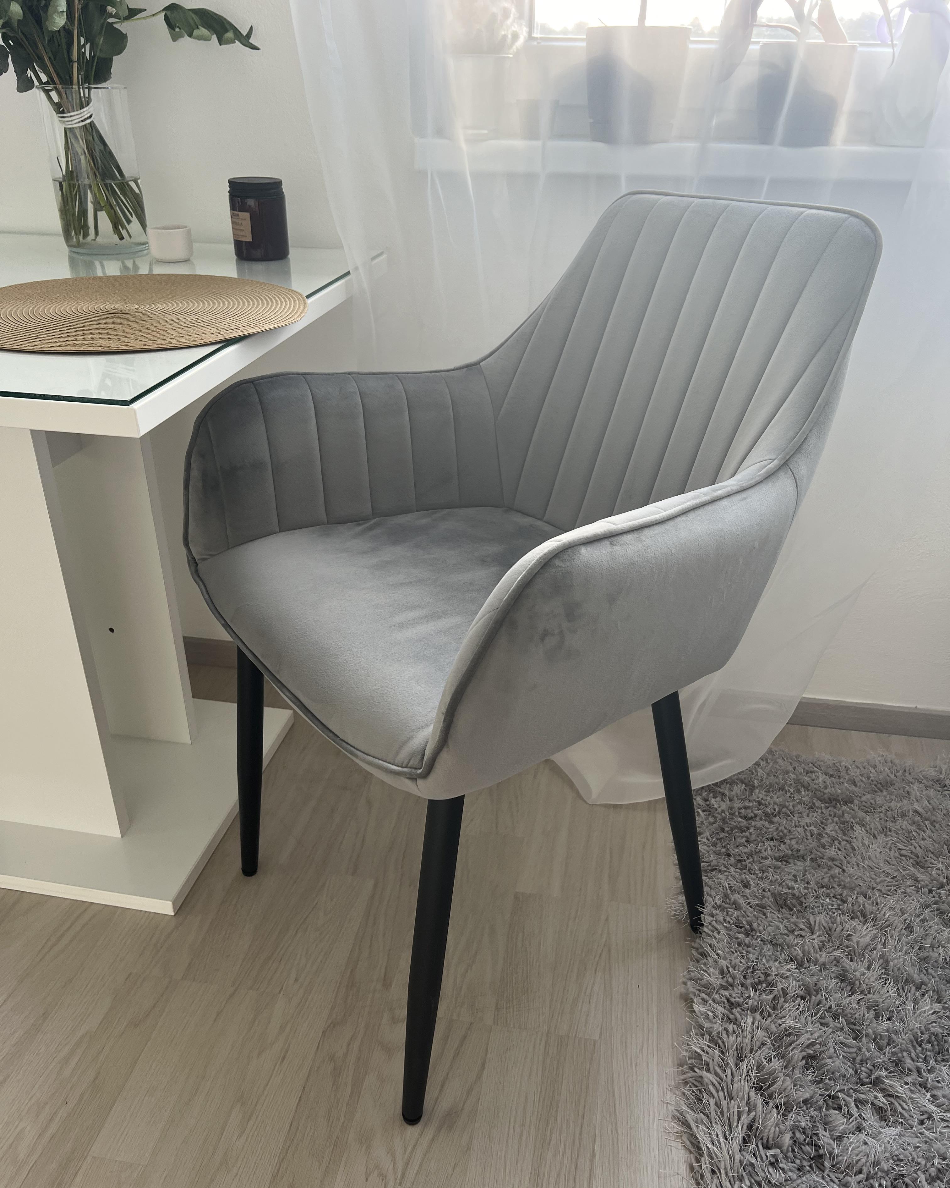 Set van 2 eetkamerstoelen WELLSTON Fluweel Donkergrijs