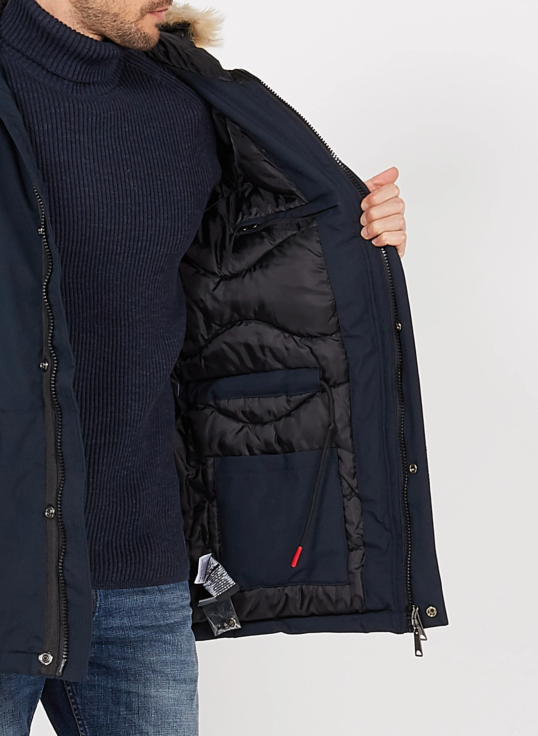 Parka longue avec capuche | Bleu