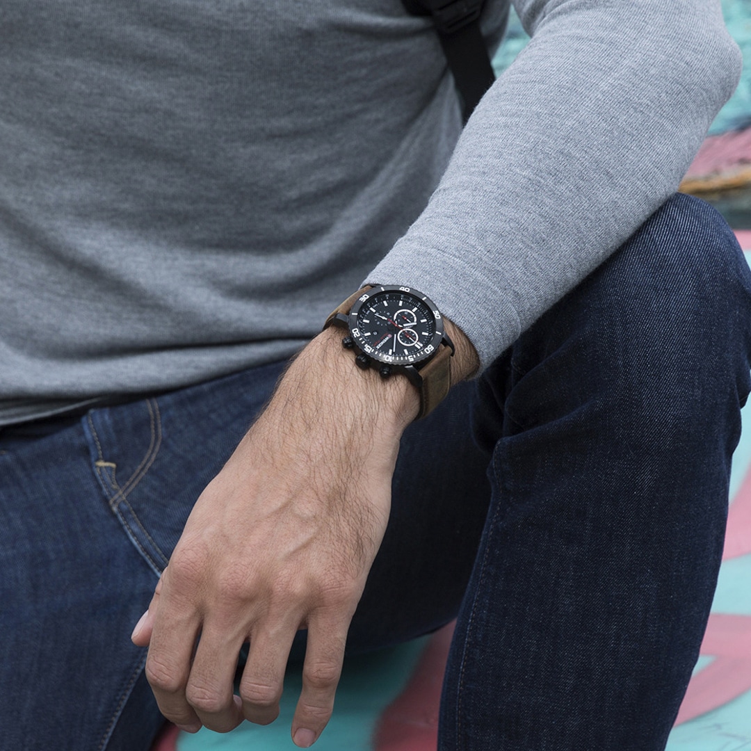 Wenger Roadster Black Night Chrono Leder braun Ø 45mm