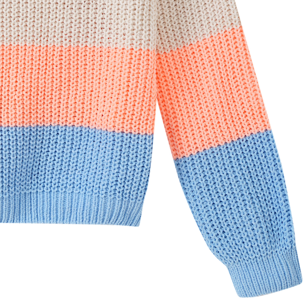 Yigga Mädchen Strickpullover mit Blockstreifen hellblau / beige / pink