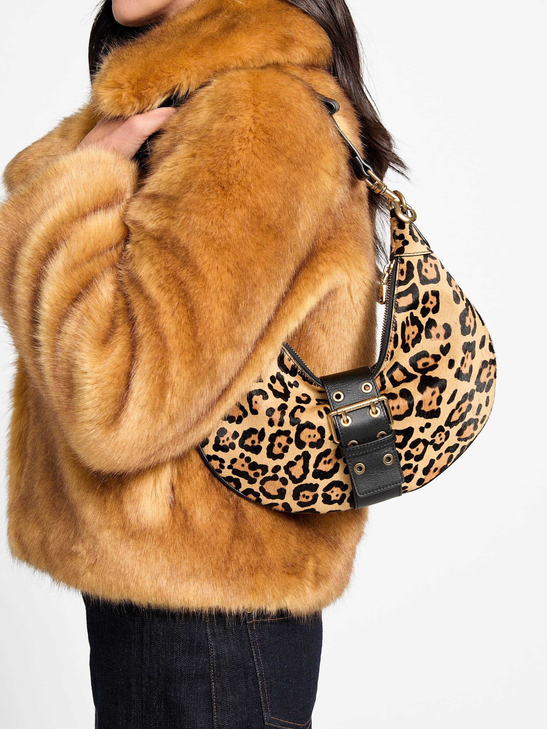 Bolsa de ombro Leopard Crescent