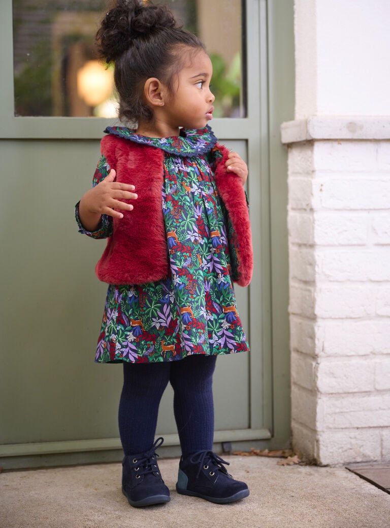 Robe fleuri avec manches longues pour bébé fille
