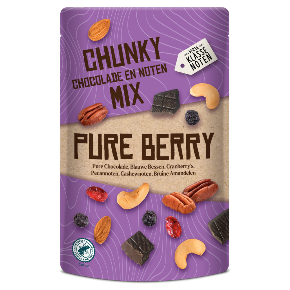 Verse Klassenoten Chunky Chocolade en Noten Mix Pure Berry150 gr