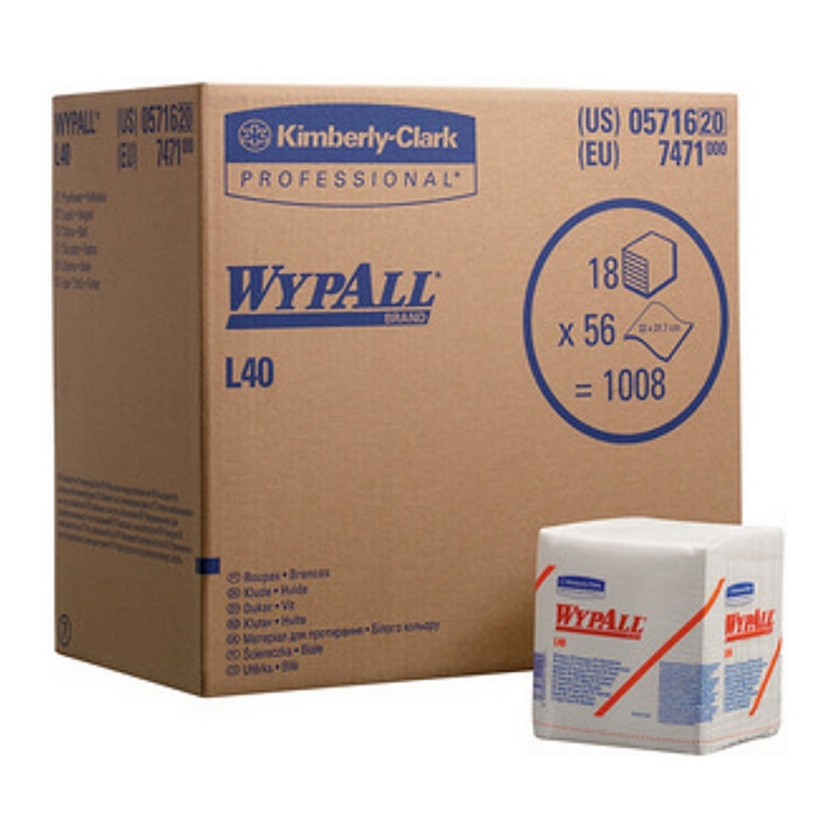 Wypall | L40 poetsdoeken | Wit | 1-laags | Gevouwen | 18 x 56 stuks
