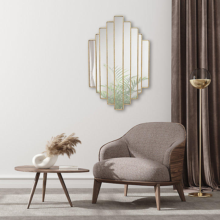 Miroir art déco doré L.80 x l.51 cm Emde