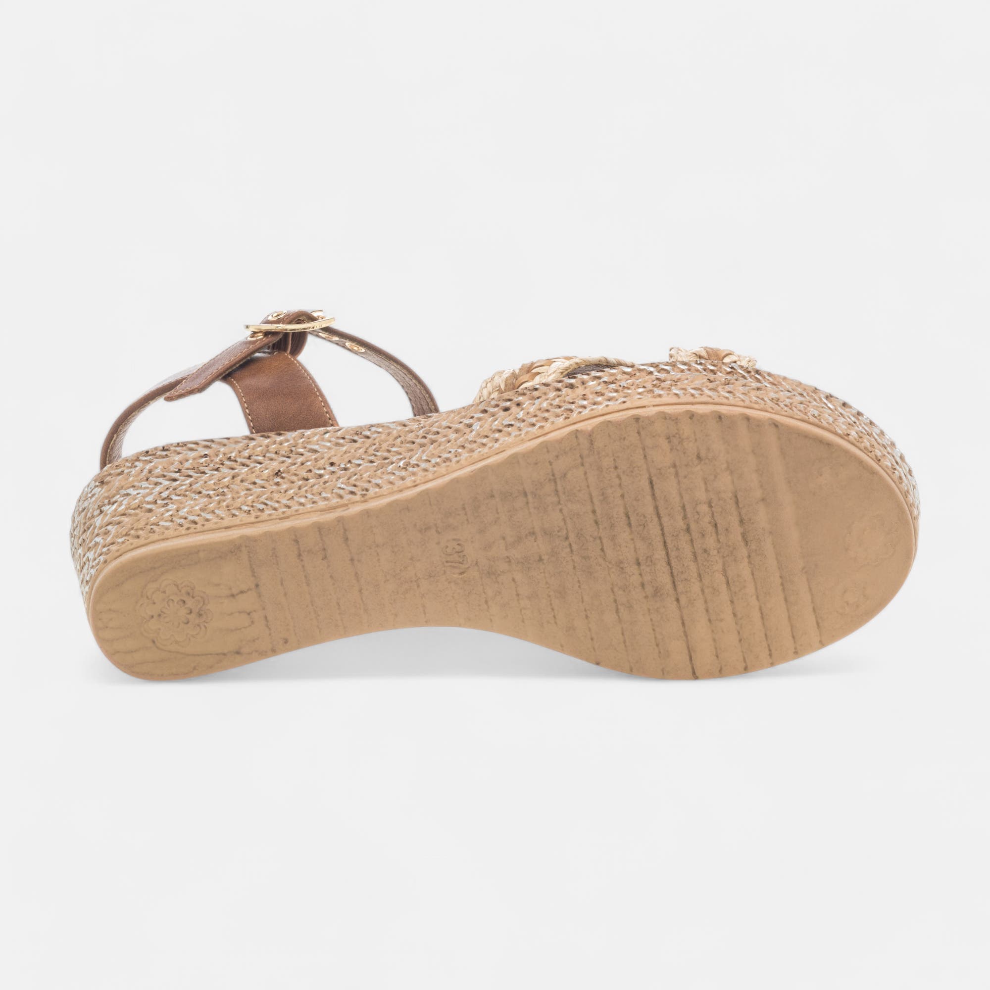 Sandales à talon compensé Femme camel