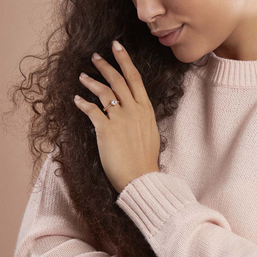 Bague Solitaire Sarah-lee Plaqué Or Jaune Oxyde De Zirconium