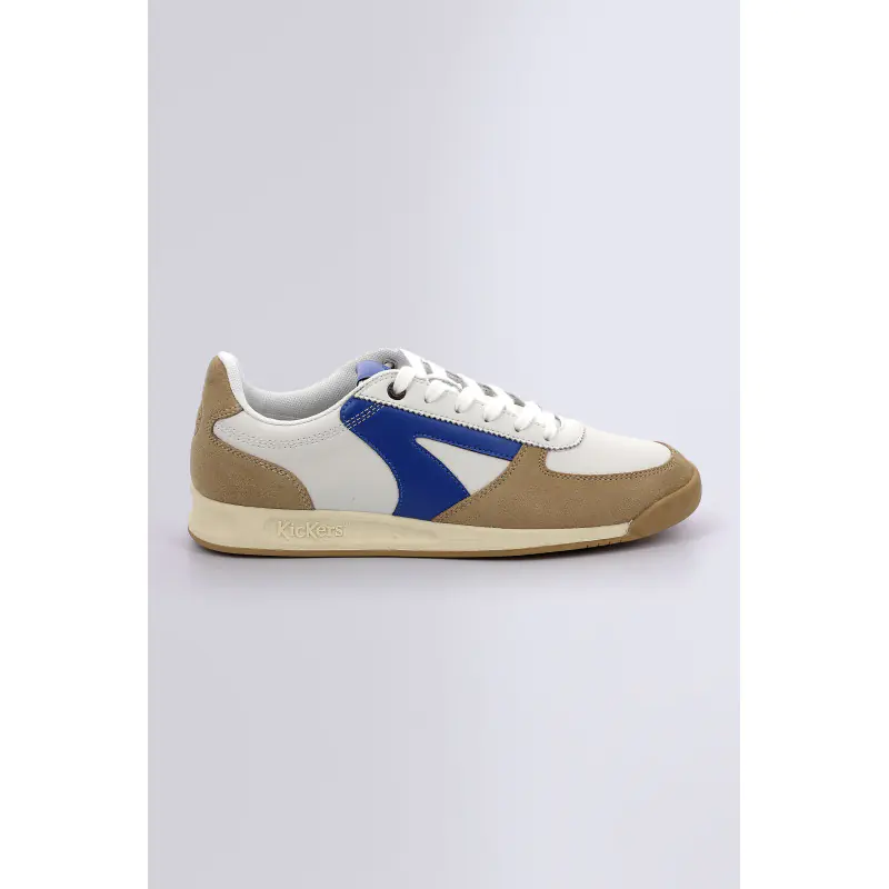 KICK KRACK BLANC BLEU BASKETS BASSES Cuir Homme