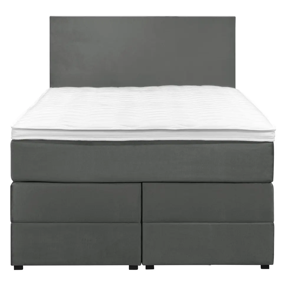 Boxspring met opbergruimte Liv egaal - grijs - 120x200 cm