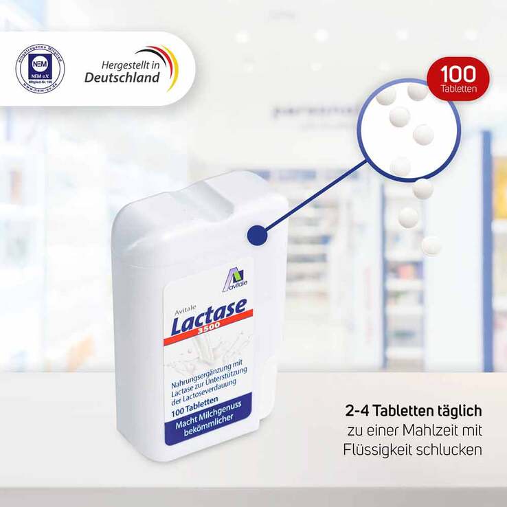 Lactase 3500 FCC Tabletten im Klickspender, 100 St