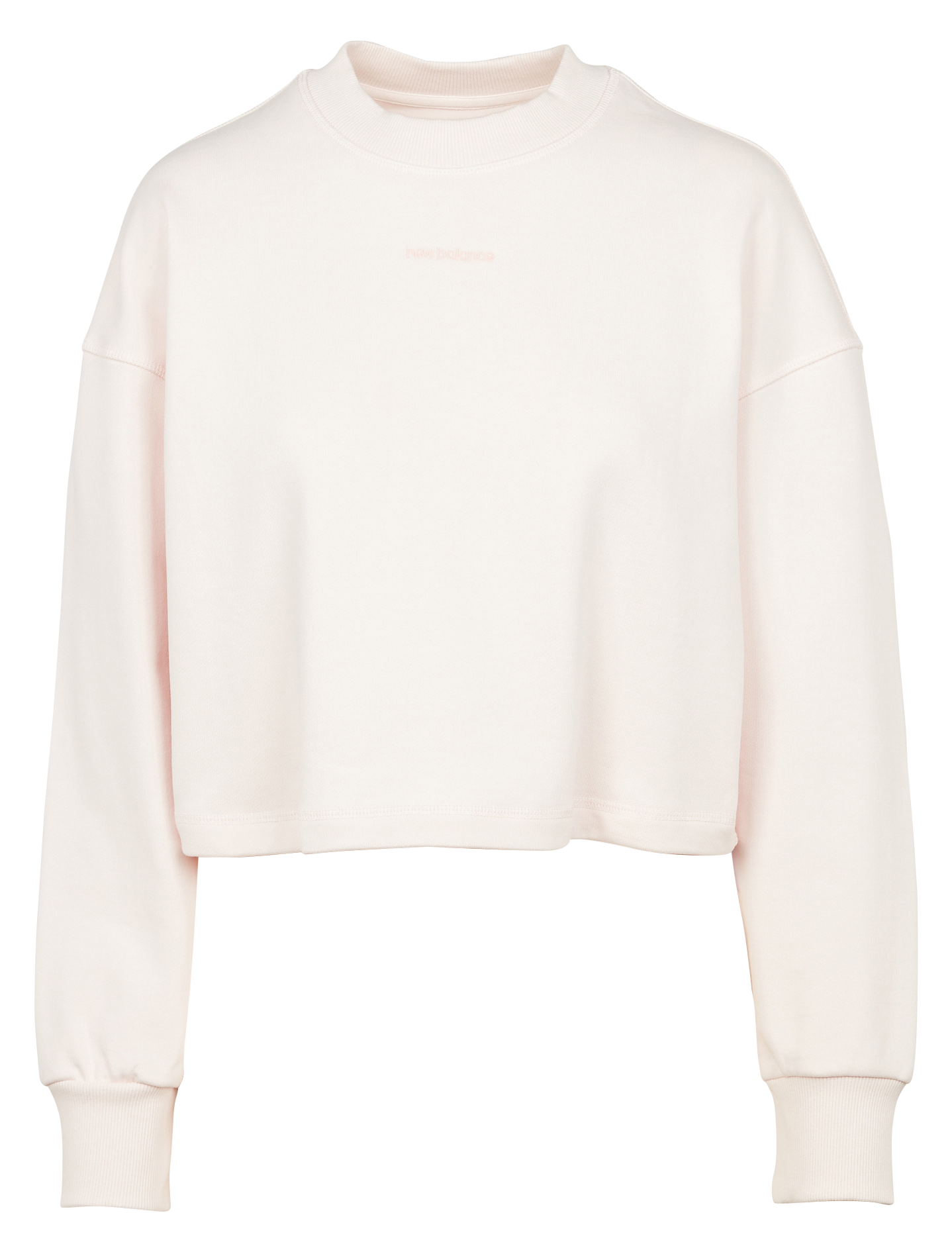 Sweat court col rond brodé en coton | Beige