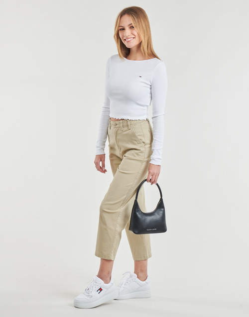 Tommy Jeans - TJW RUCHE RIB TOP LS - Blanc