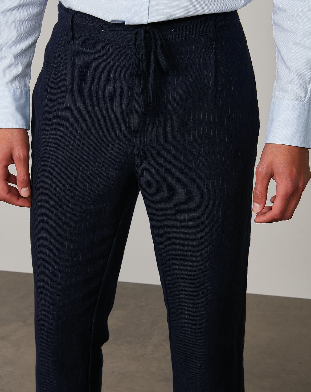 Hartford Pantalon en Lin & Coton Tanker bleu