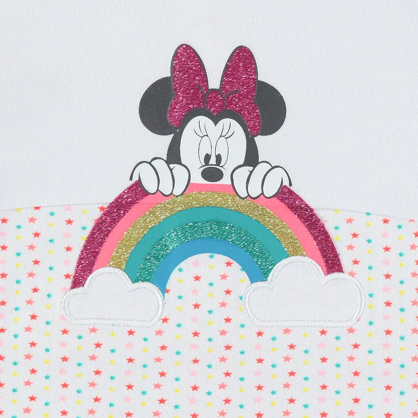 Dors-bien en jersey print Minnie à paillettes Disney - Blanc