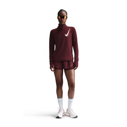 Haut 1/2 zip Nike Dri-Fit Swoosh Rouge Femme