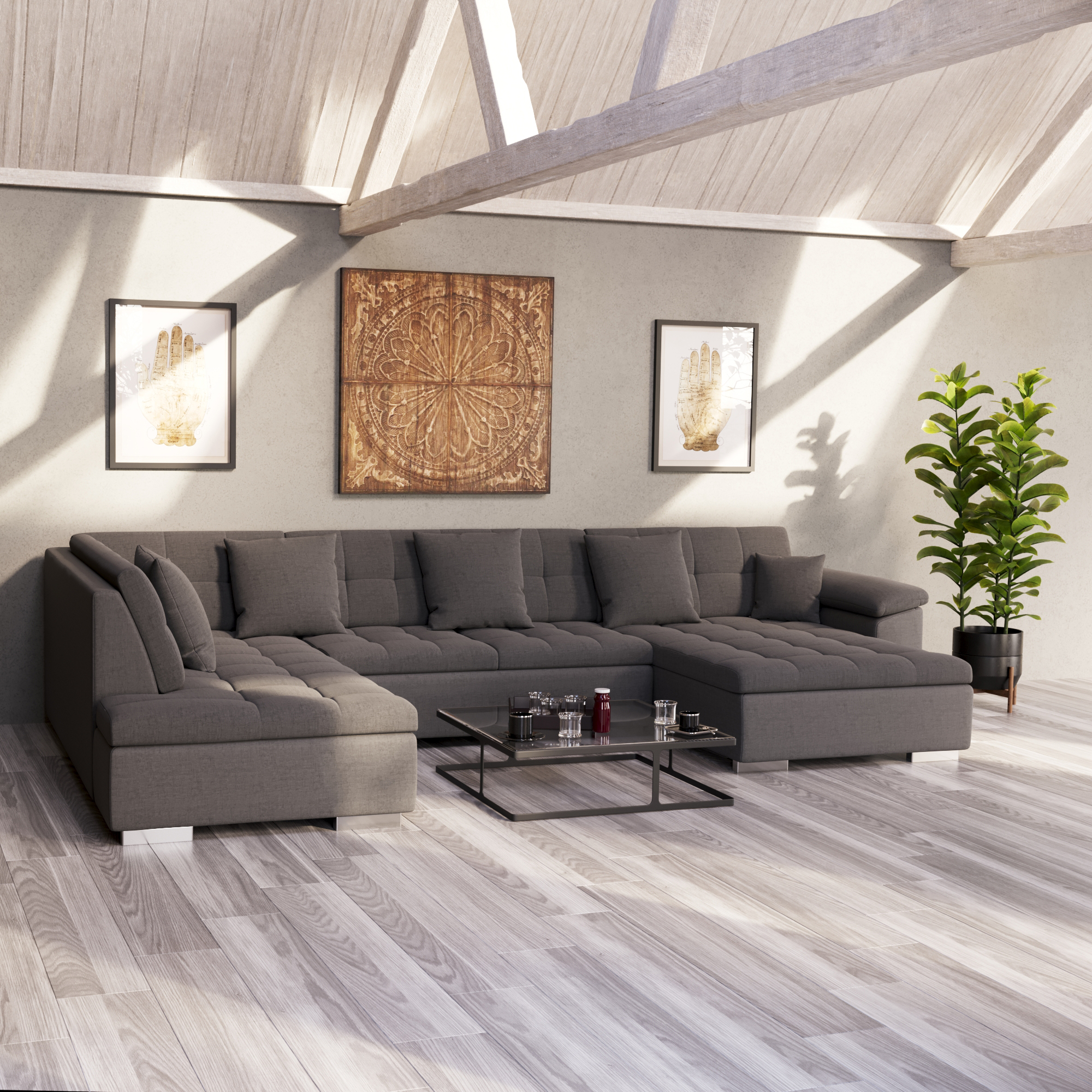 Ecksofa ARIA rechts anthrazit