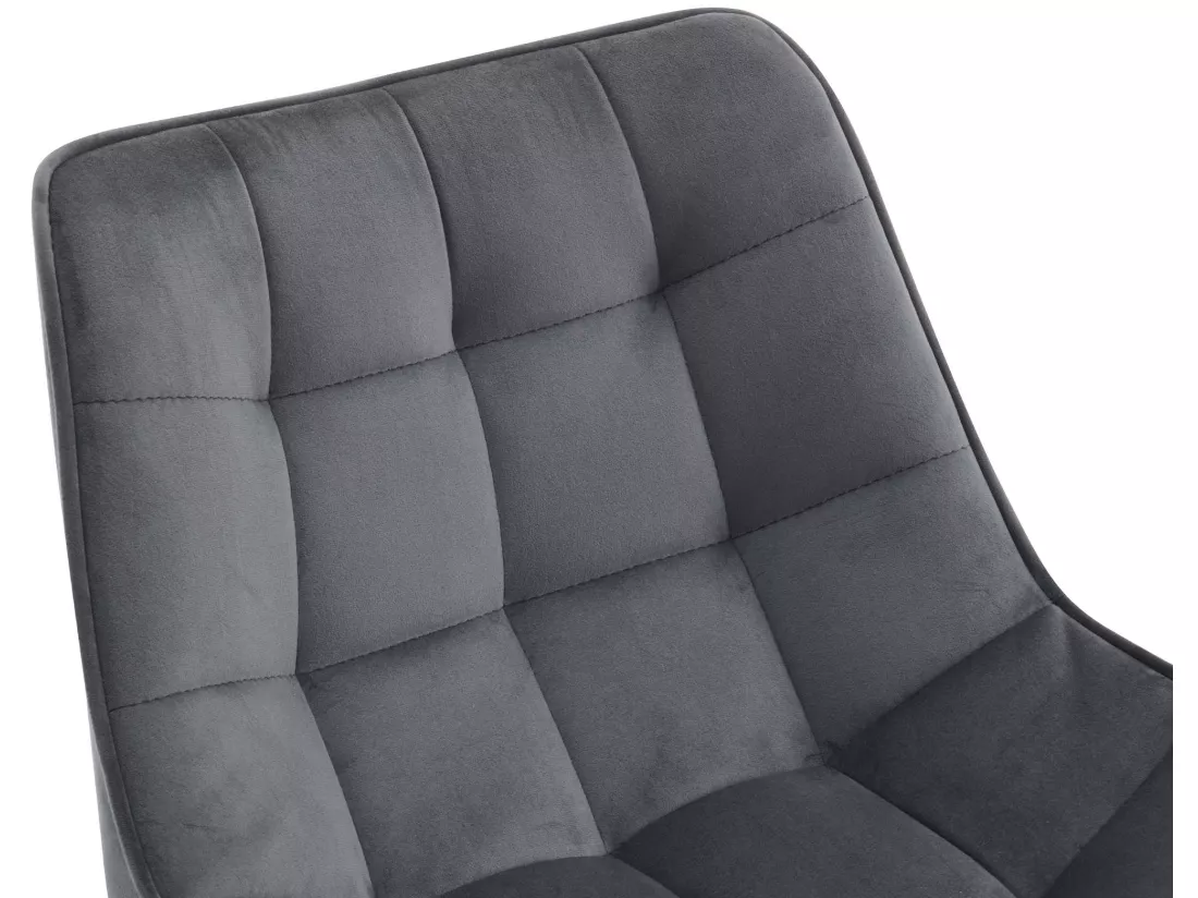 Tabouret de bar - Velours & Métal noir mat - Gris foncé - Dartford
