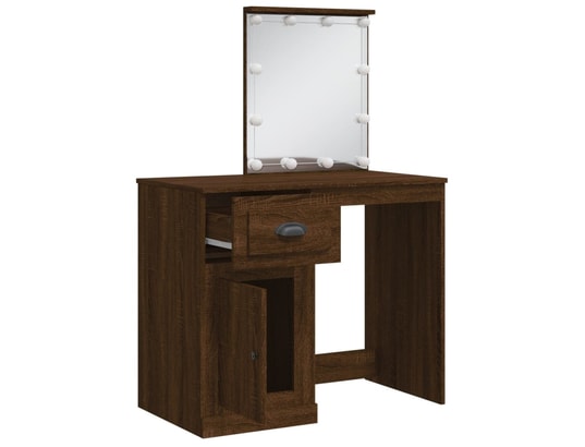 VIDAXL - Coiffeuse avec lumières led chêne marron 90x42x132,5 cm