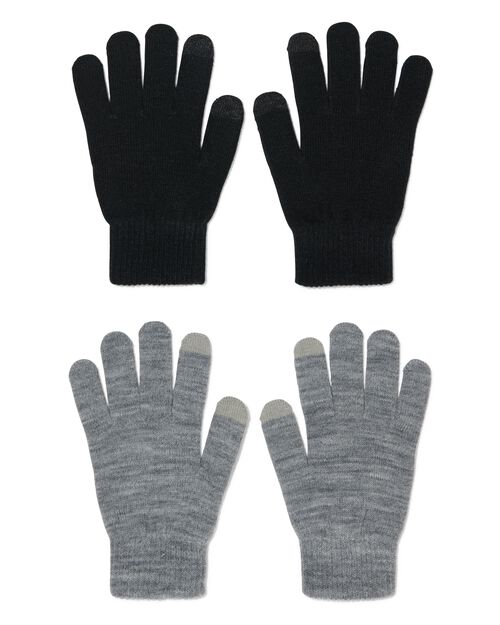 2 paires de gants enfant avec paillettes pour écran tactile noir